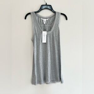Diane Von Furstenberg NWT Kama Silk Tank w/ Layered Sheer Silk Detail in Grey, S